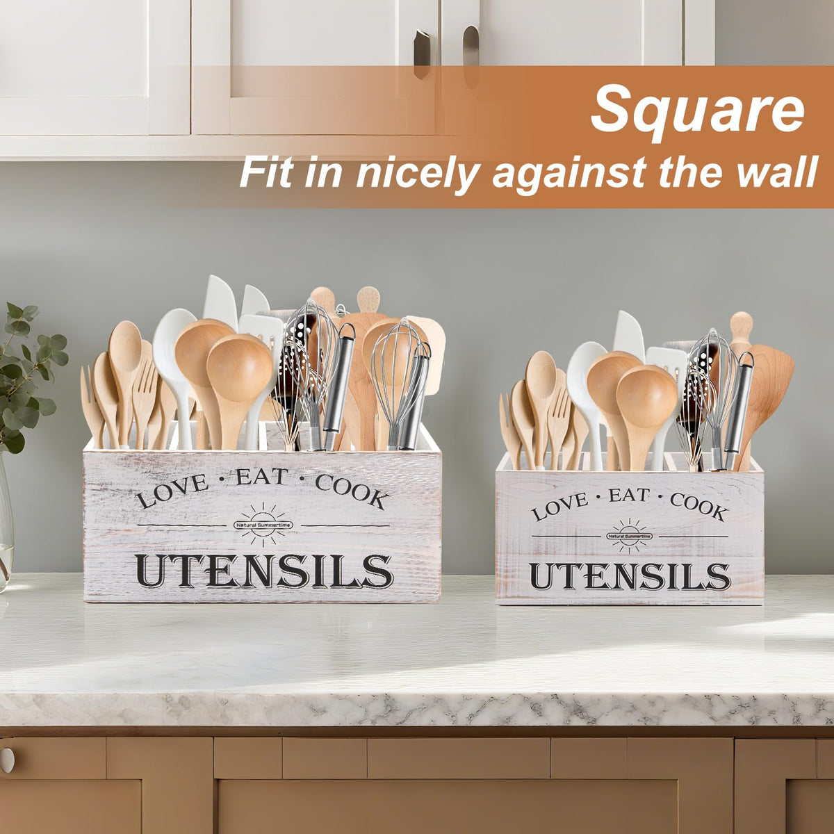 2 PC Wooden Utensil Holder Y629