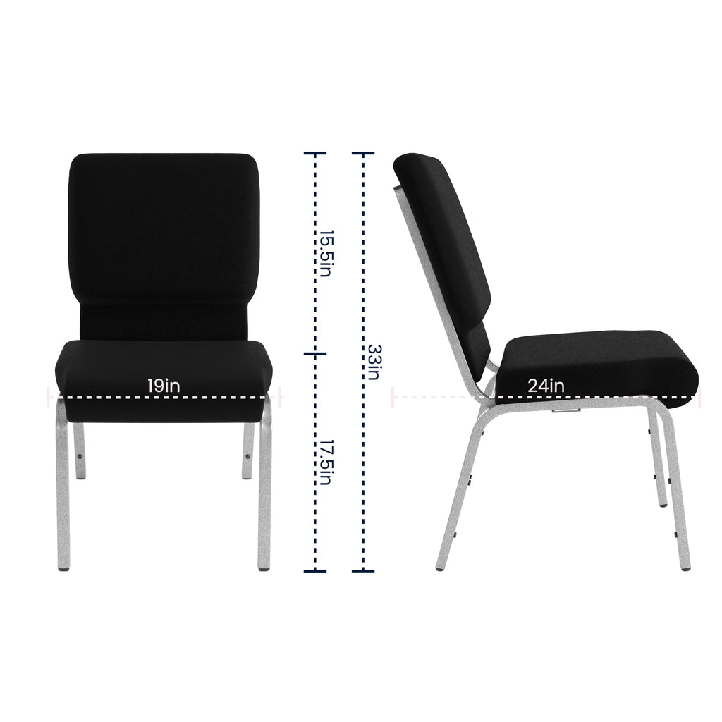 4 Pack Black Fabric Stacking Church Chair B33293
