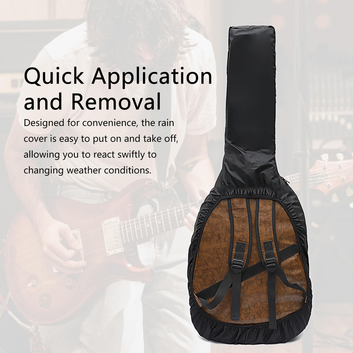 Black Waterproof Electric Guitar Bag Rain Cover Y83343