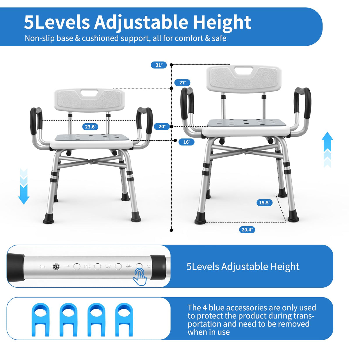 Heavy Duty Shower Chair with Arms and Back L790