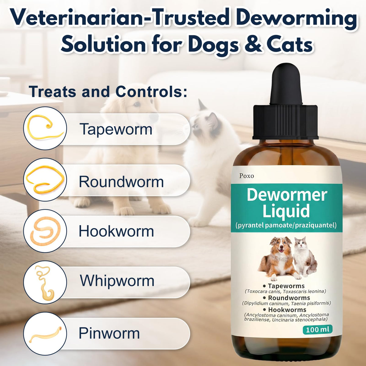 Broad Spectrum Dewormer Liquid for Cats and Dogs 100 mL D352