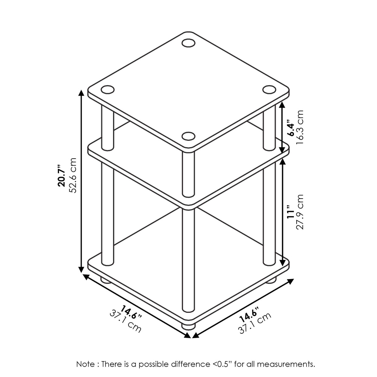 3-Tier Square Side Table B765530
