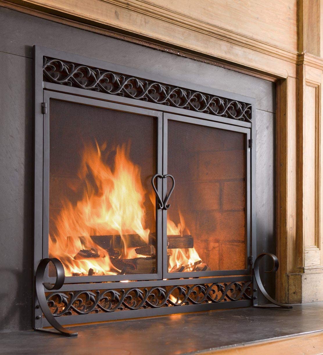 Black Metal Fireplace Screen Y72909