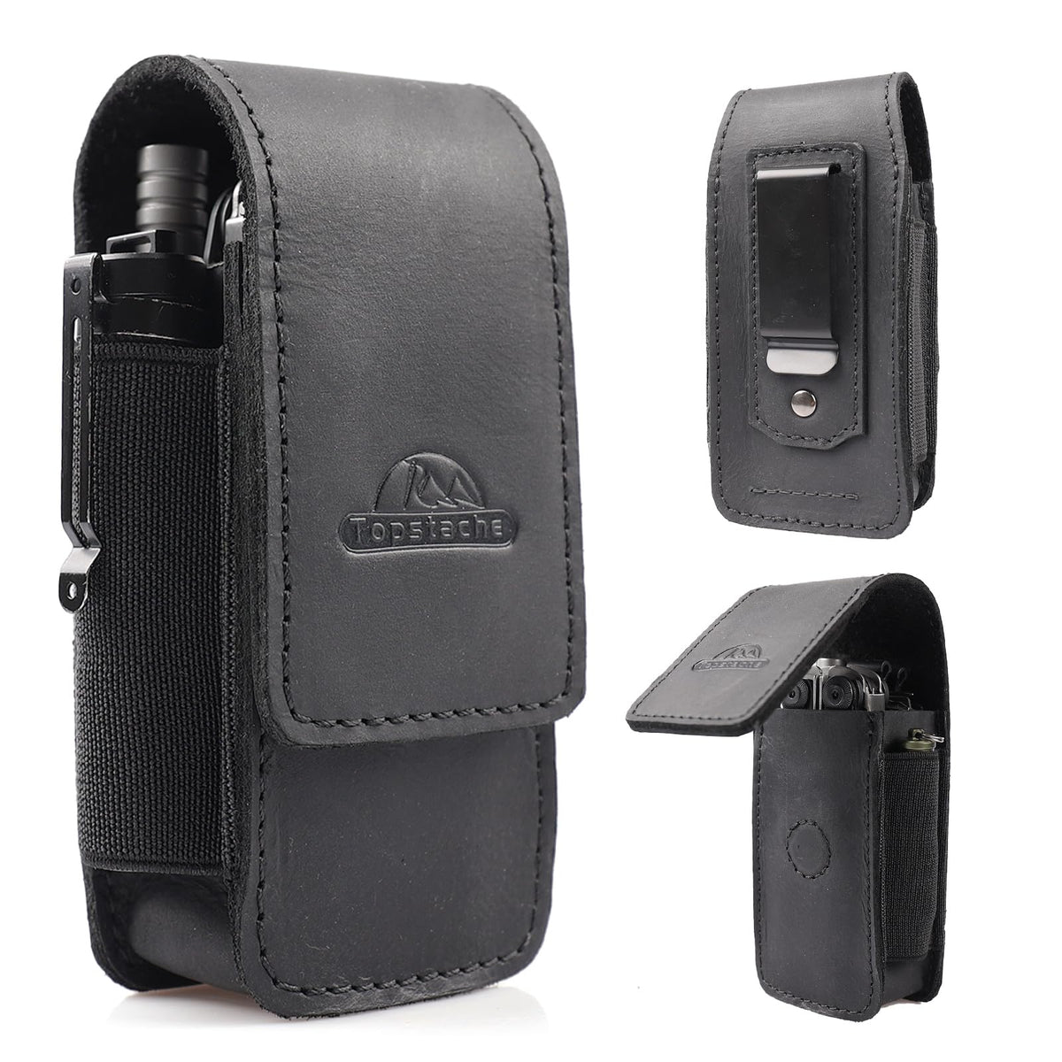 Leather Multitool Sheath with Belt Clip and Magnetic Closure H40011