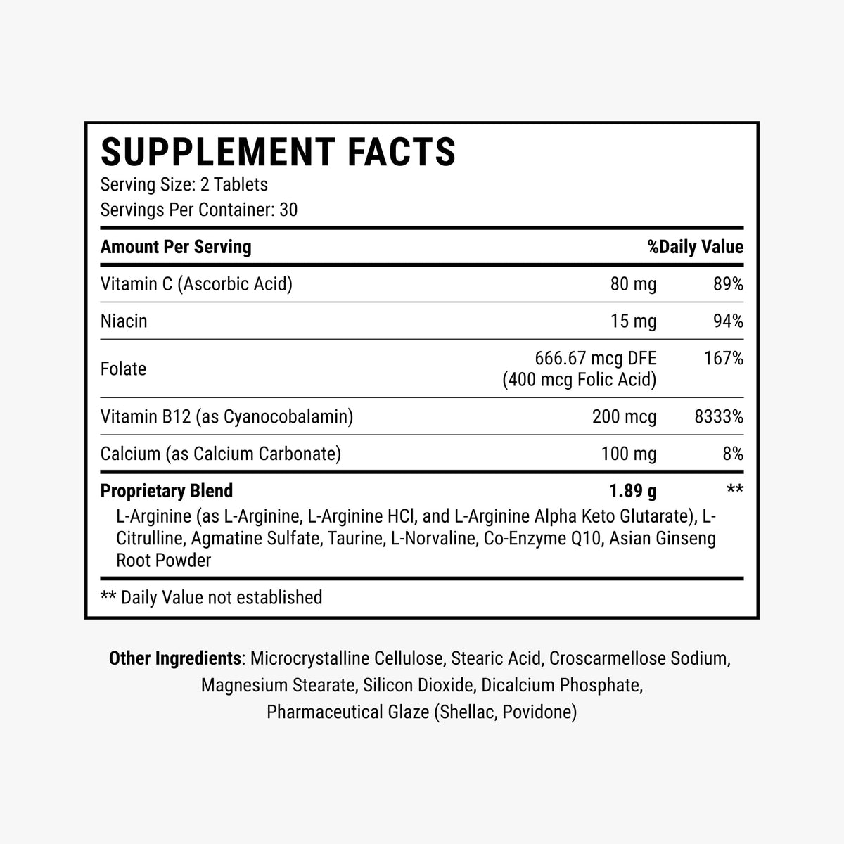 Nitric Oxide Supplements 60 Tablets J396