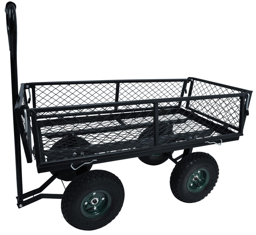 Heavy Duty Garden Cart, 400 Lb Capacity, Mesh Steel Folding Utility Wagon, Black O741