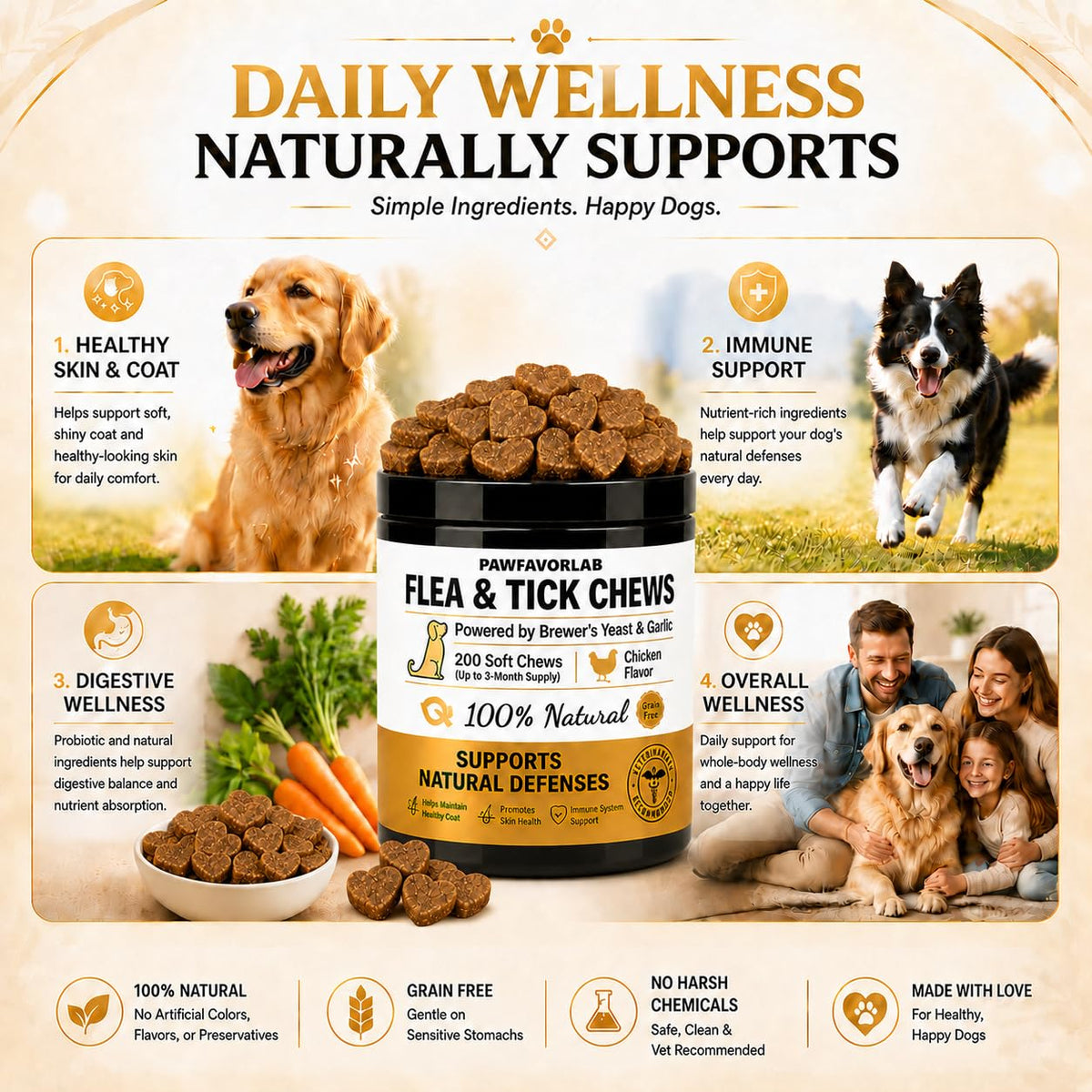 Chicken Flavor Soft Chews for Dogs - 200 Count M338