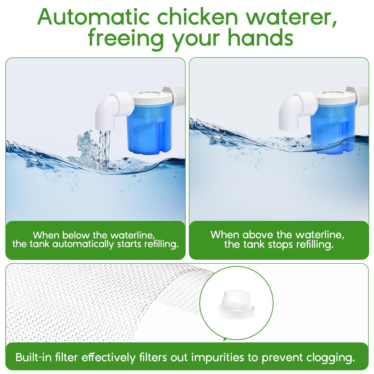 Automatic Chicken Waterer with Stainless Steel Hose H385551