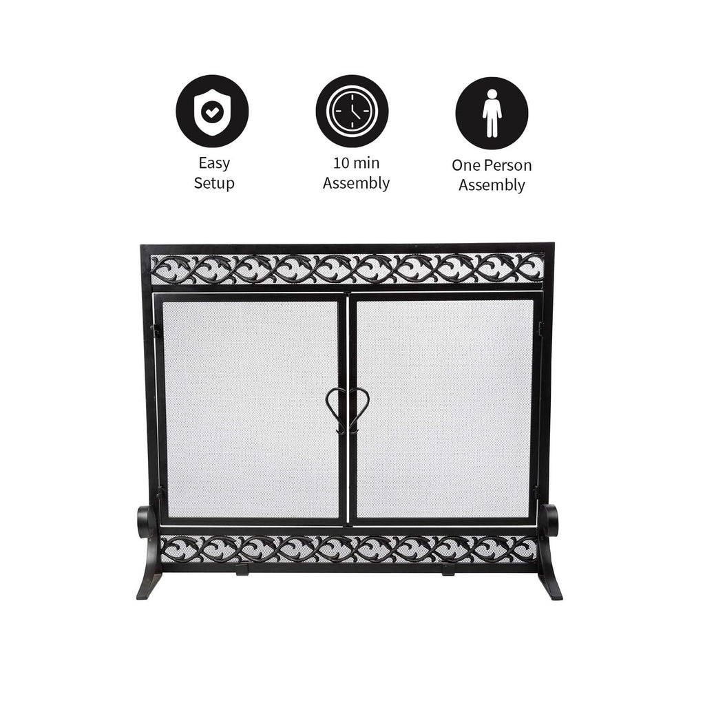Black Metal Fireplace Screen Y72909