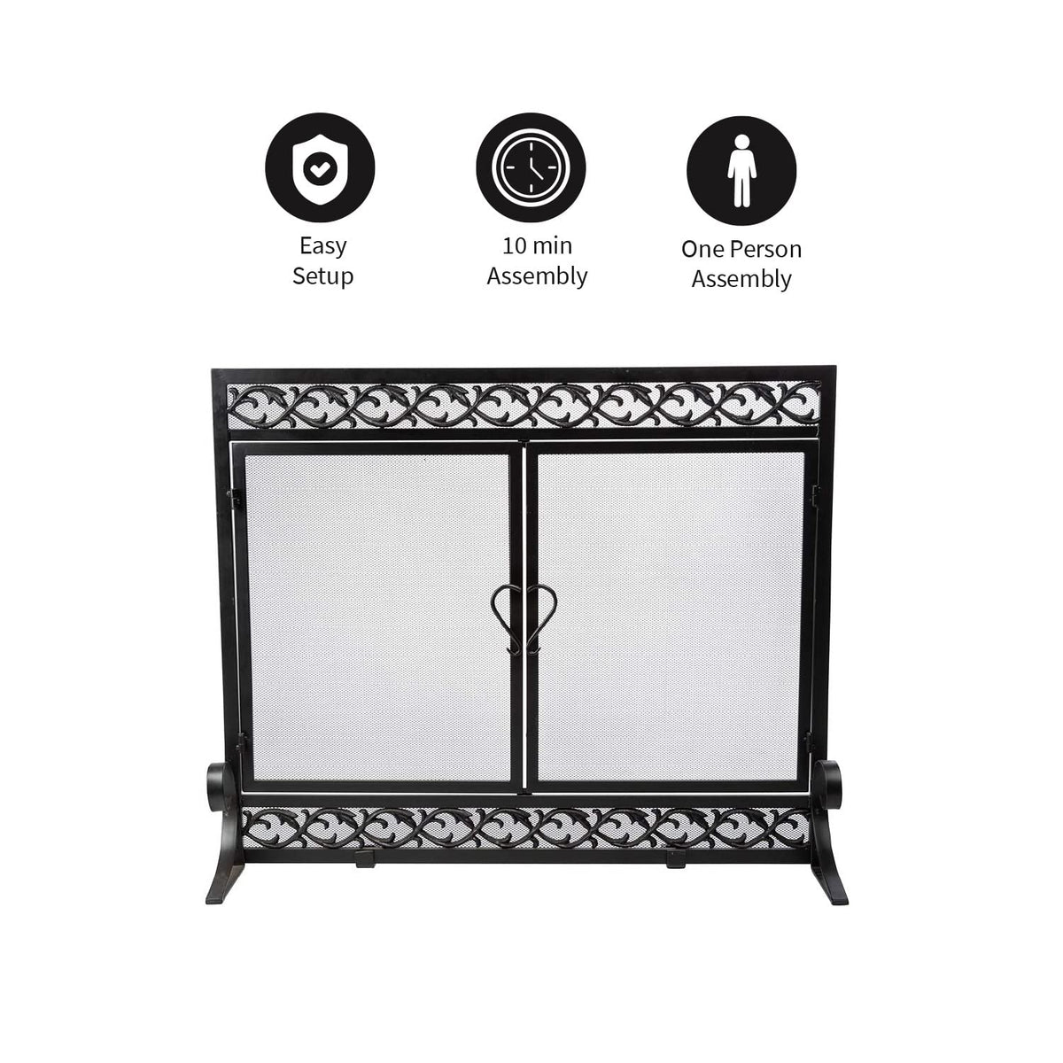 Black Metal Fireplace Screen Y72909