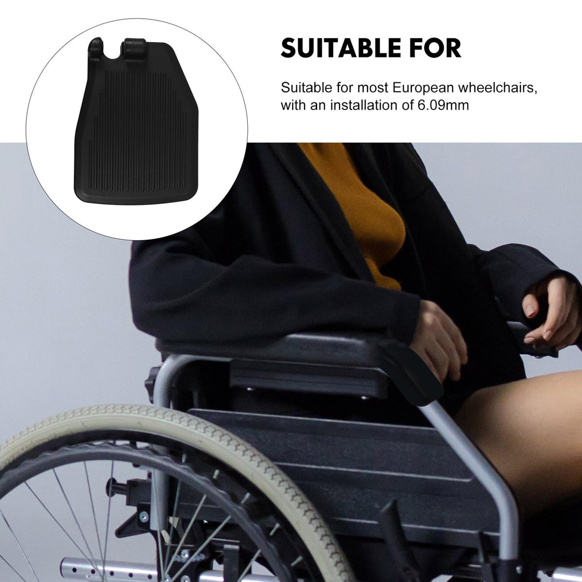 Black Plastic Wheelchair Footplates Replacement Pair J3693
