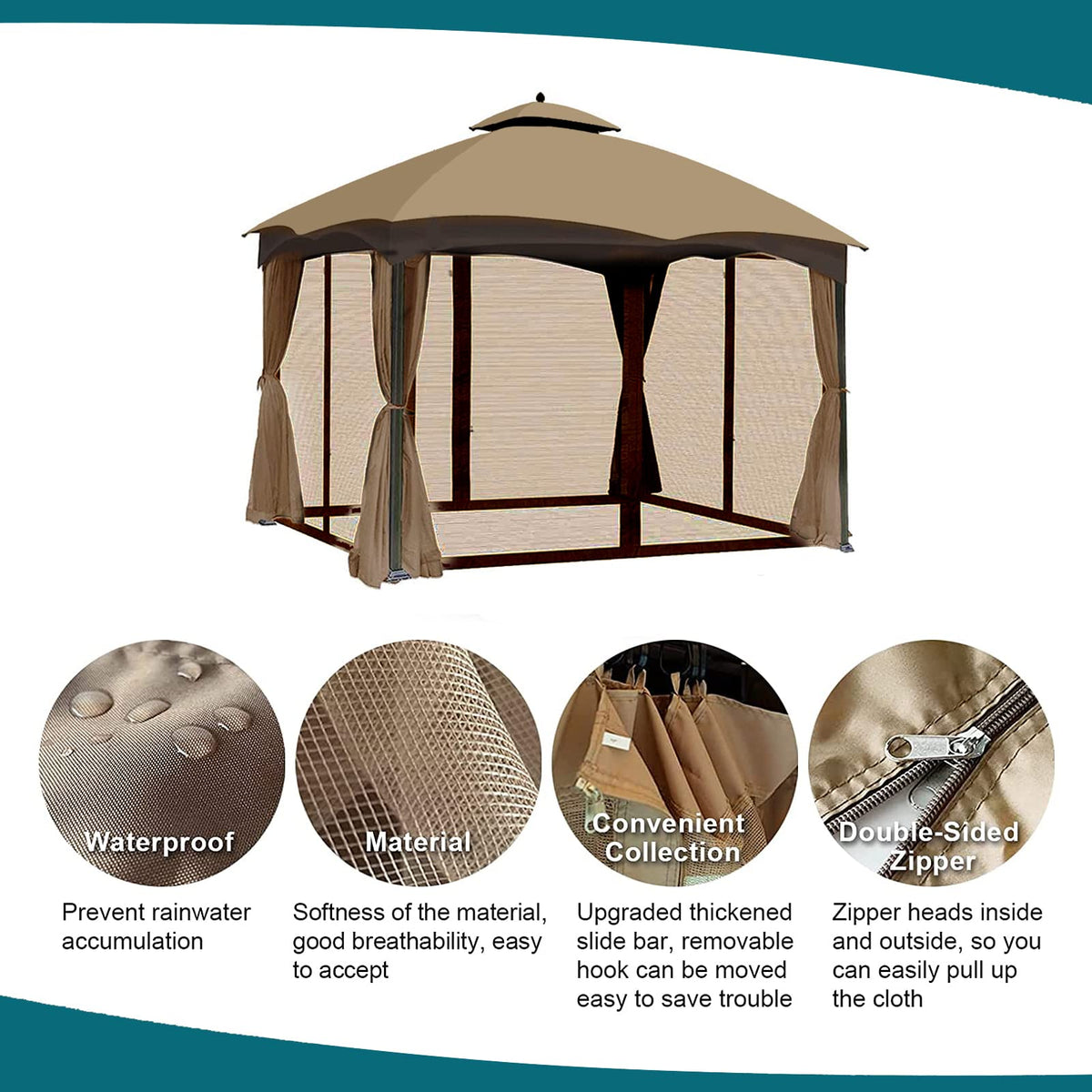 Brown 4-Panel Mosquito Netting B787961