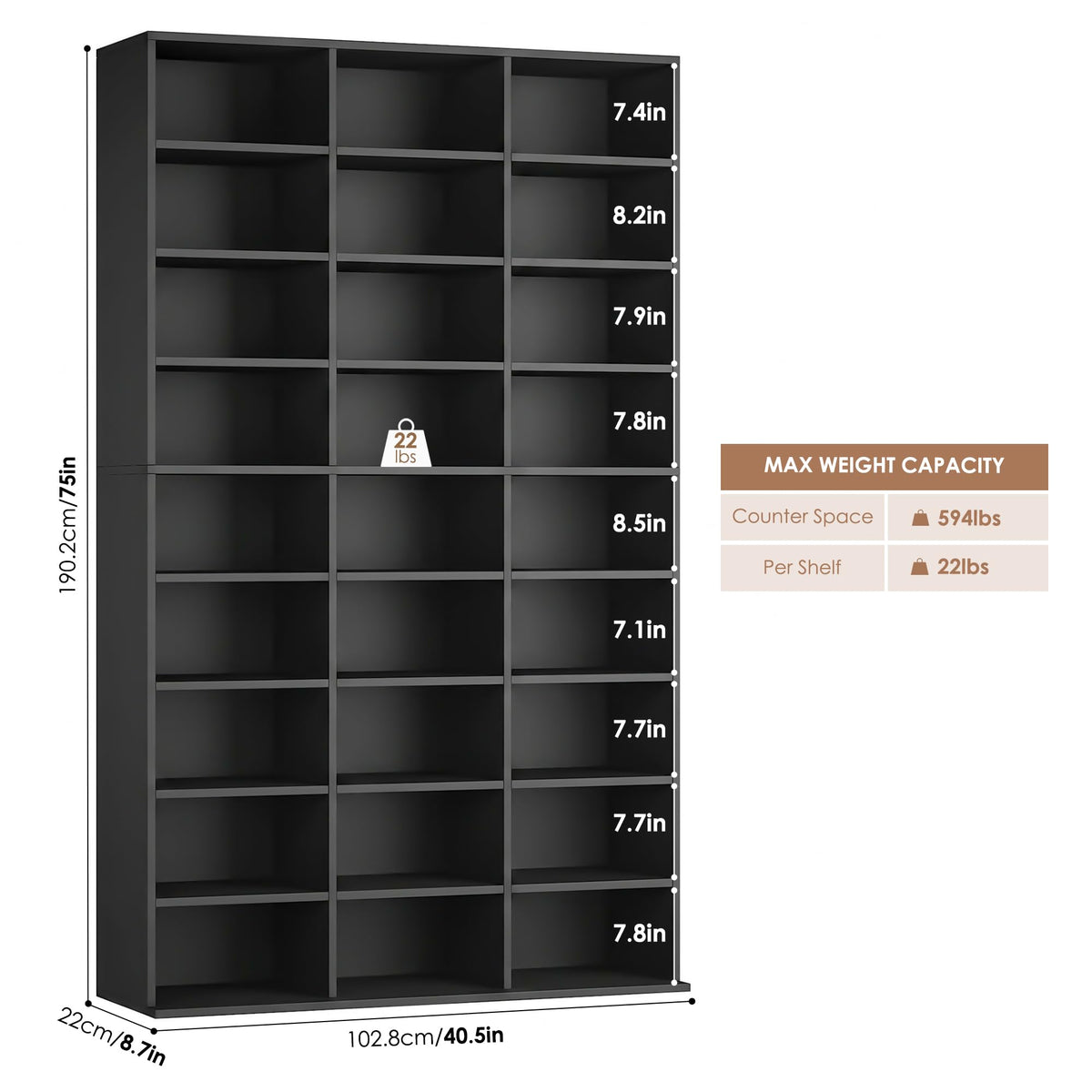 75'' H Black 27 Cube Bookshelf P71853