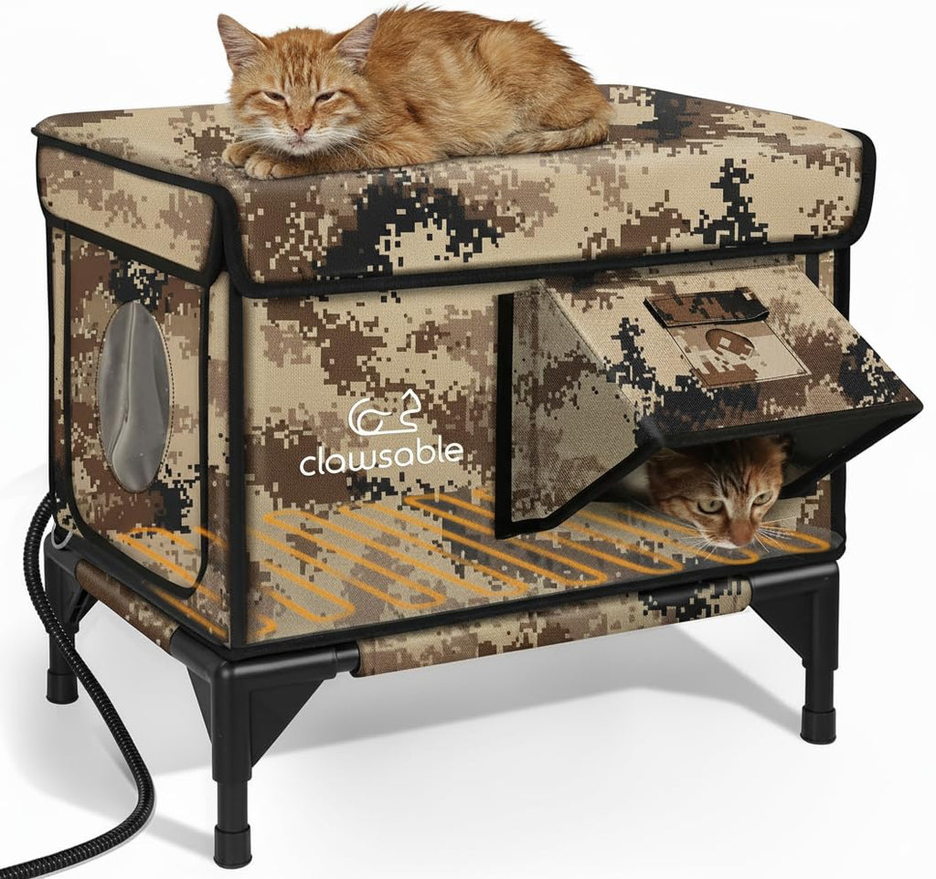 Heated Insulated Outdoor Cat Shelter with Escape Door F4189
