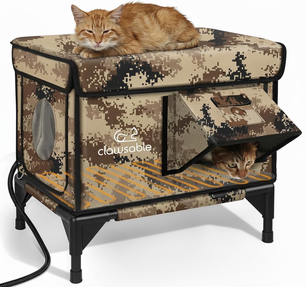 Heated Insulated Outdoor Cat Shelter with Escape Door F4189