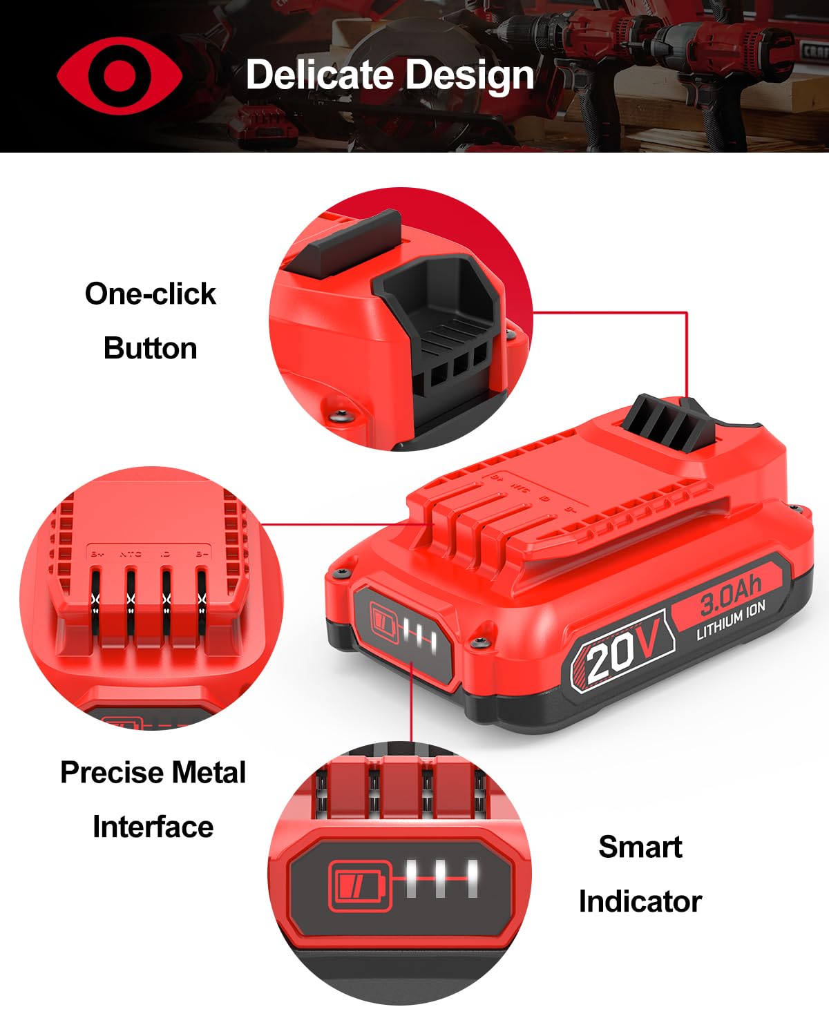 3.0Ah Battery Replacement for Craftsman 20V P794193