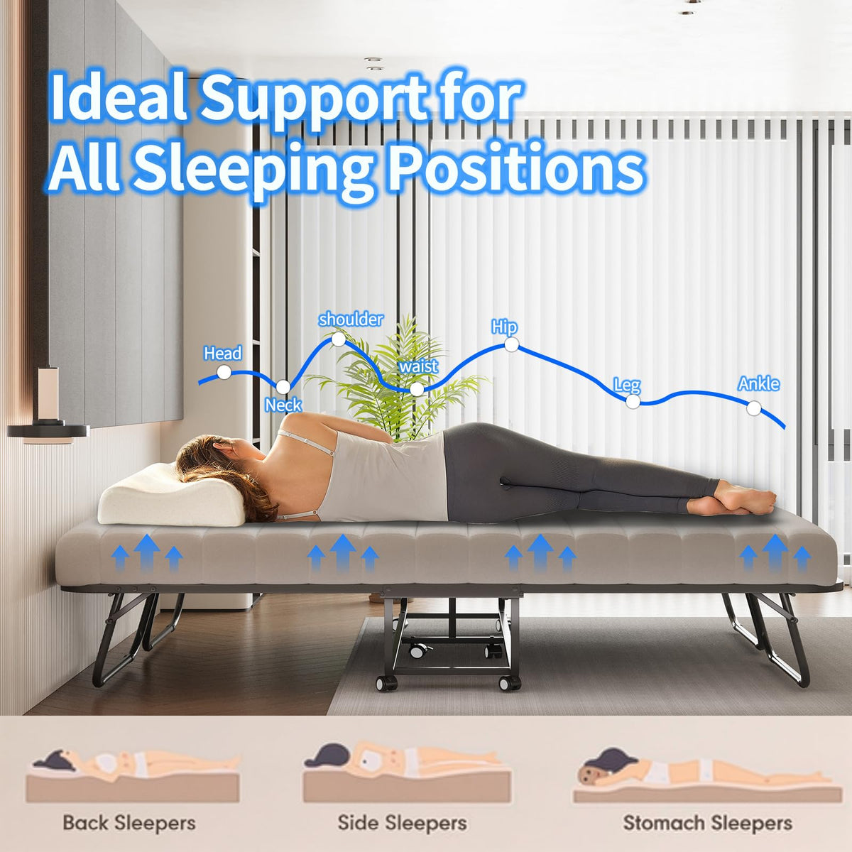 Queen Size Folding Bed with Memory Mattress Y68673