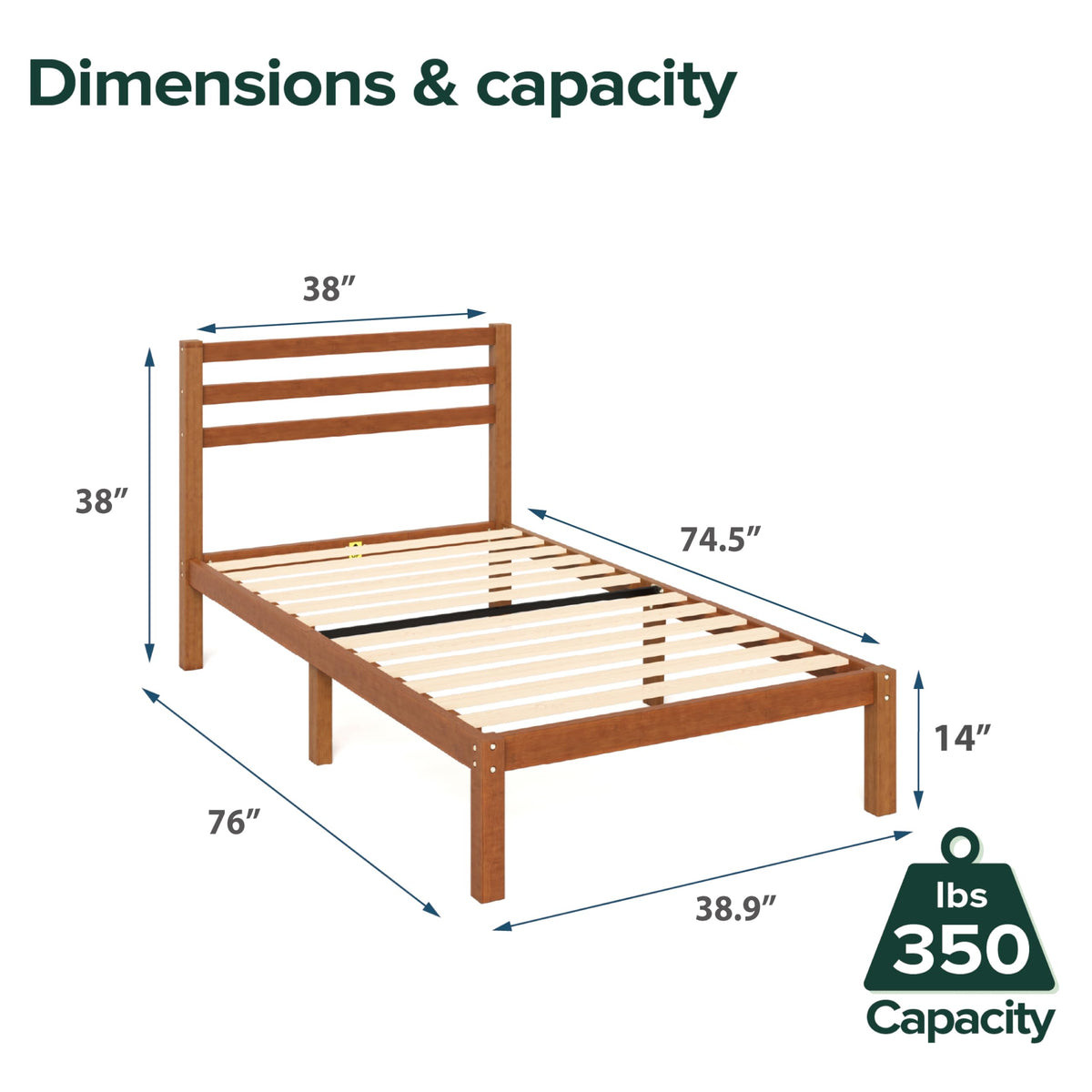 Twin Bamboo Platform Bed Frame with Headboard N4848