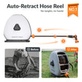 Retractable Heavy Duty Hose Reel, 1/2" x 100FT Automatic Rewind Garden Hose Reel with 360° Swivel Base and Hose Splitter with Shut-Off Valves Z92308