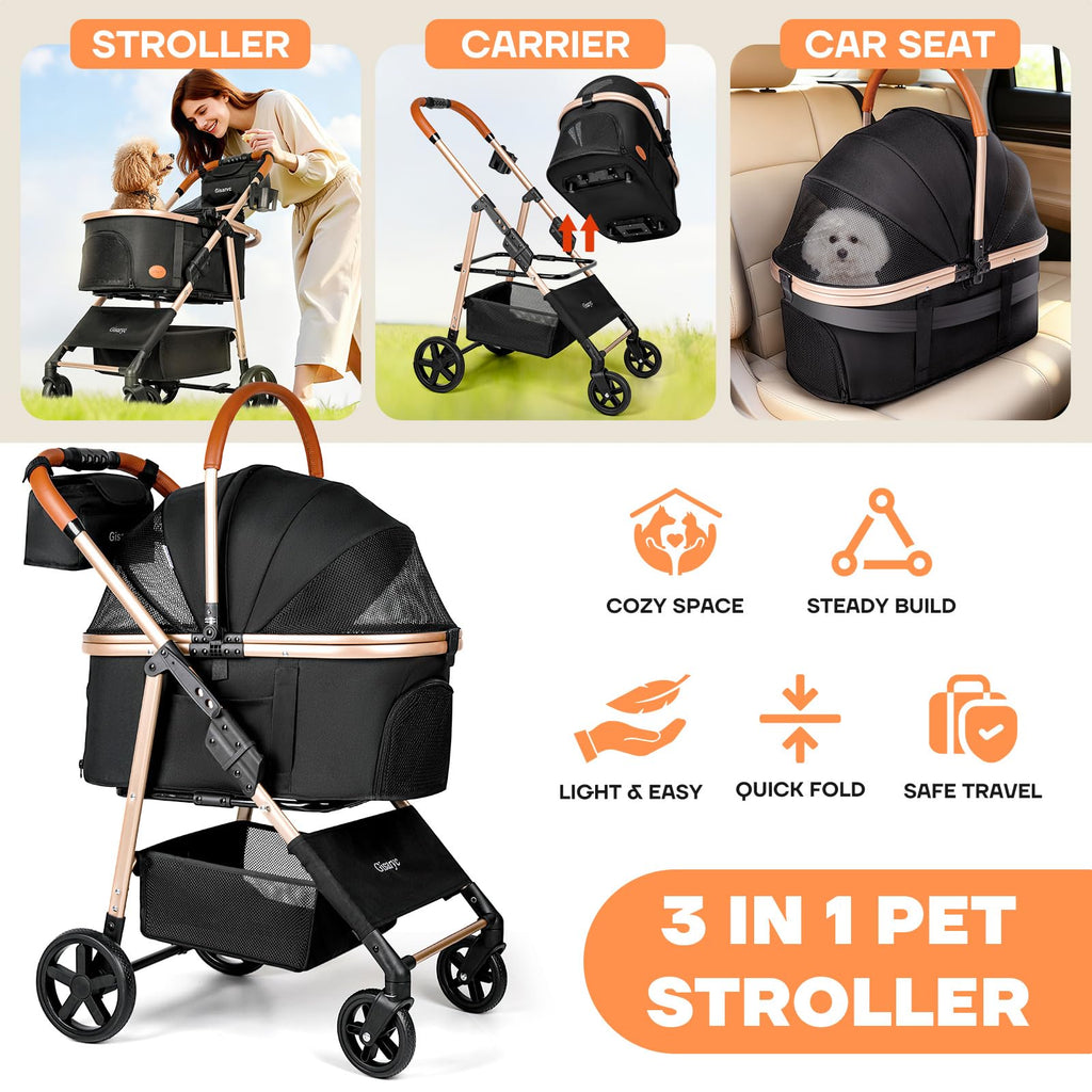 Black 3-in-1 Pet Stroller N66264