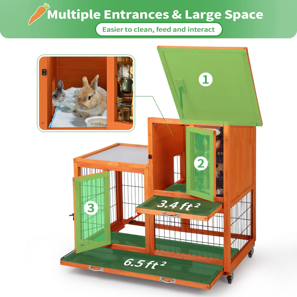 Rabbit Hutch with Wire Floor & Removable Tray P211499