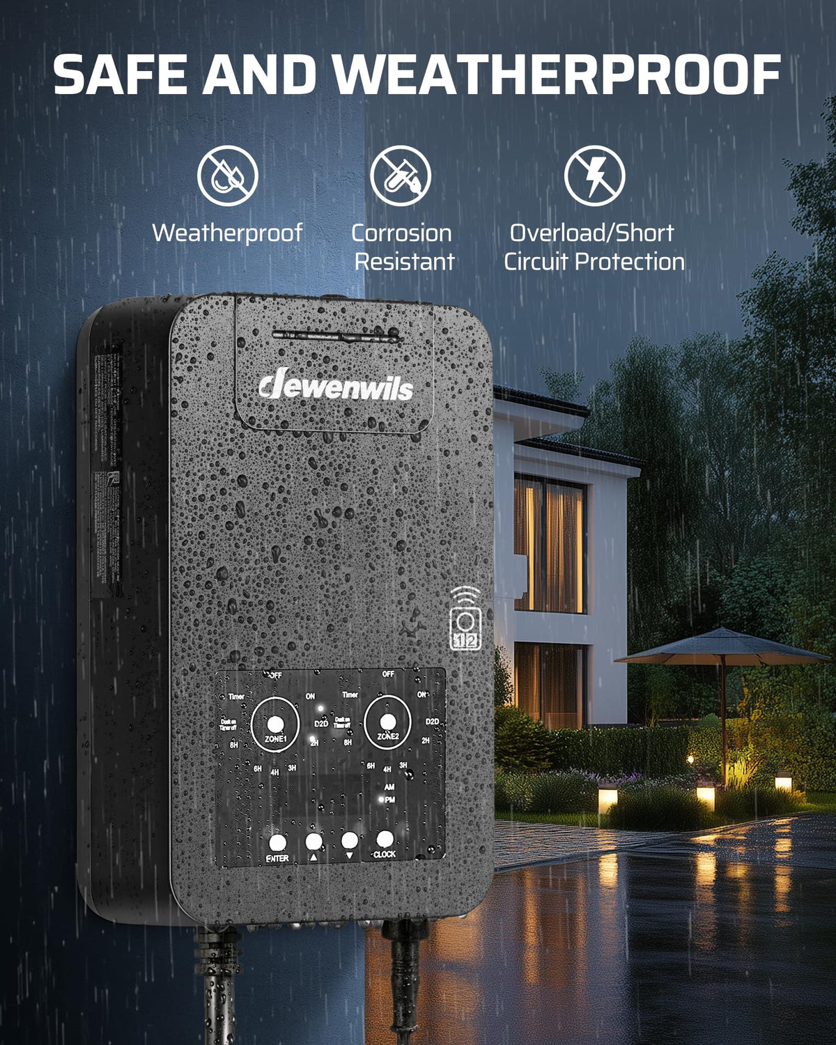 300W Low Voltage Transformer with Remote Photocell Sensor & Timer X7411