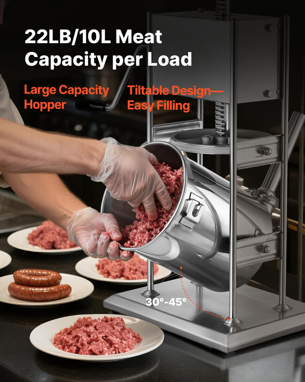 10 L Stainless Steel Vertical Manual Sausage Stuffer I3045