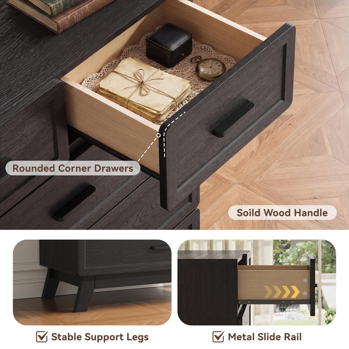 Black 6 Drawer Dresser Q41256