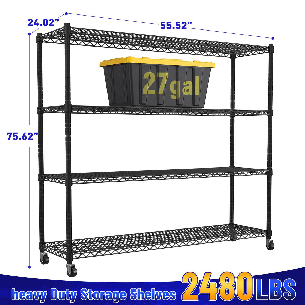 4-Tier Heavy Duty Shelving with Wheels G812