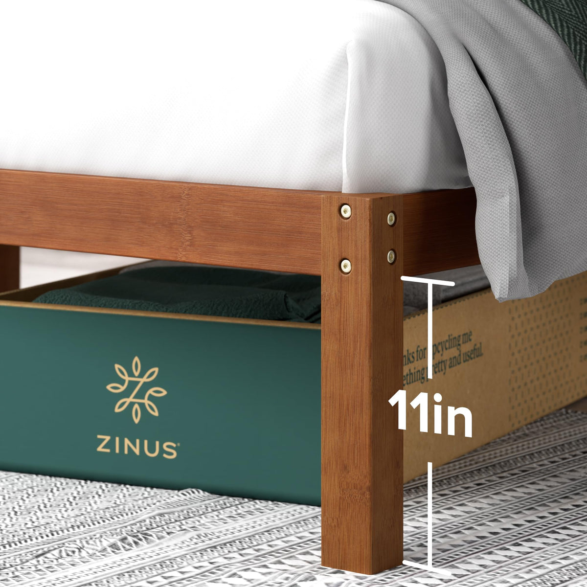 Twin Bamboo Platform Bed Frame with Headboard N4848