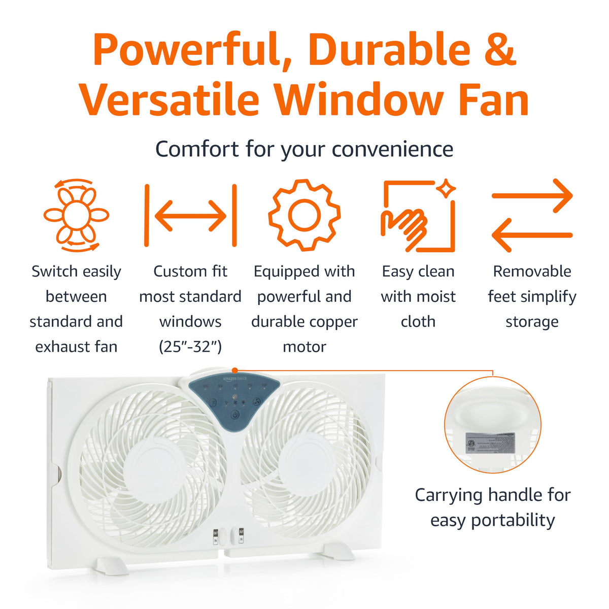 Twin Window Fan with Reversible Airflow, 3 Speeds, White H33495