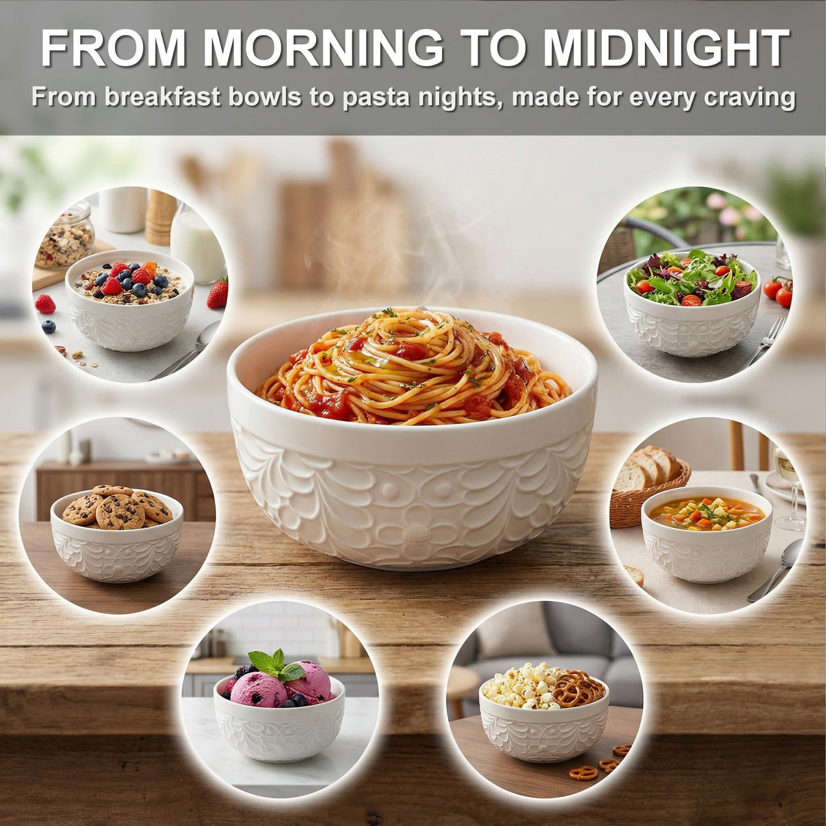 22 Oz Ceramic Bowls Set of 4 N318824
