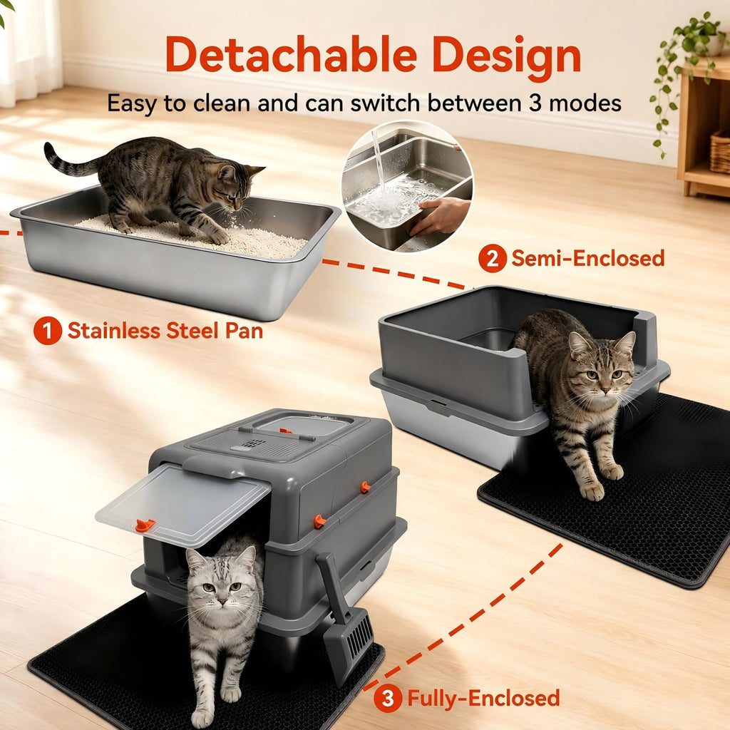 2 Pack XXXL Stainless Steel Litter Box with Lid L948801