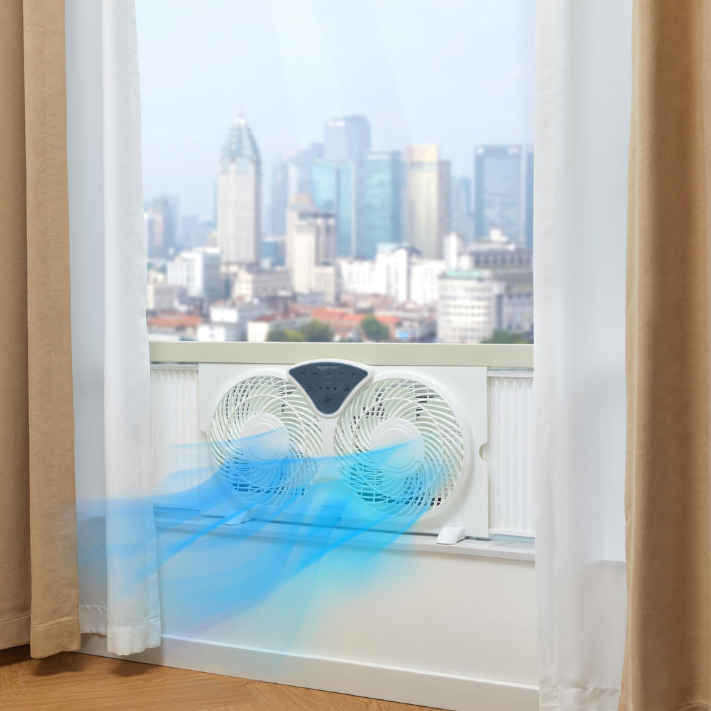 Twin Window Fan with Reversible Airflow, 3 Speeds, White H33495