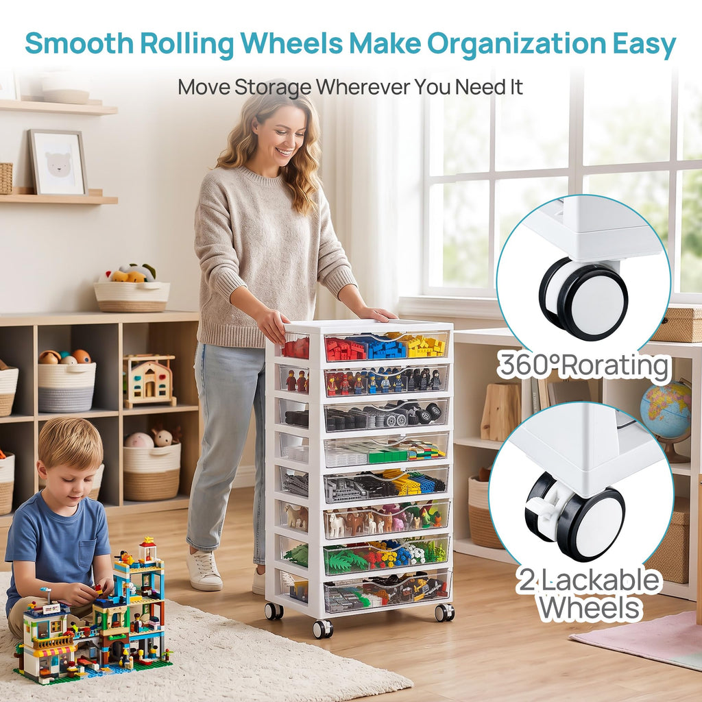 8 Tier Rolling Cart with Drawers Q68521