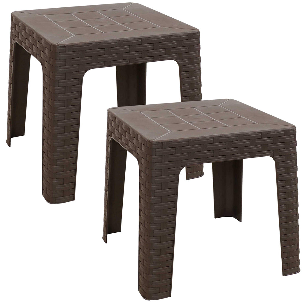 Brown Plastic Side Table Set of 2 V419