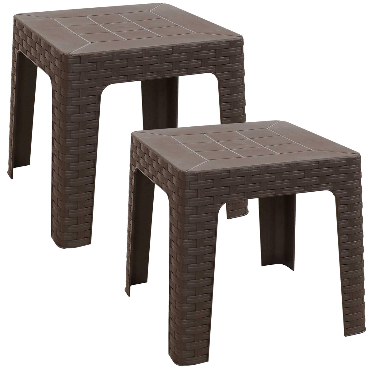 Brown Plastic Side Table Set of 2 V419