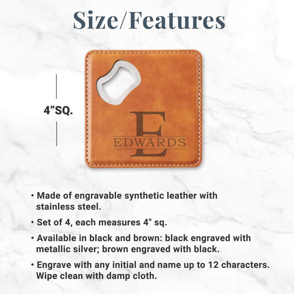 Black Set of 4 Bottle Opener Coaster C784
