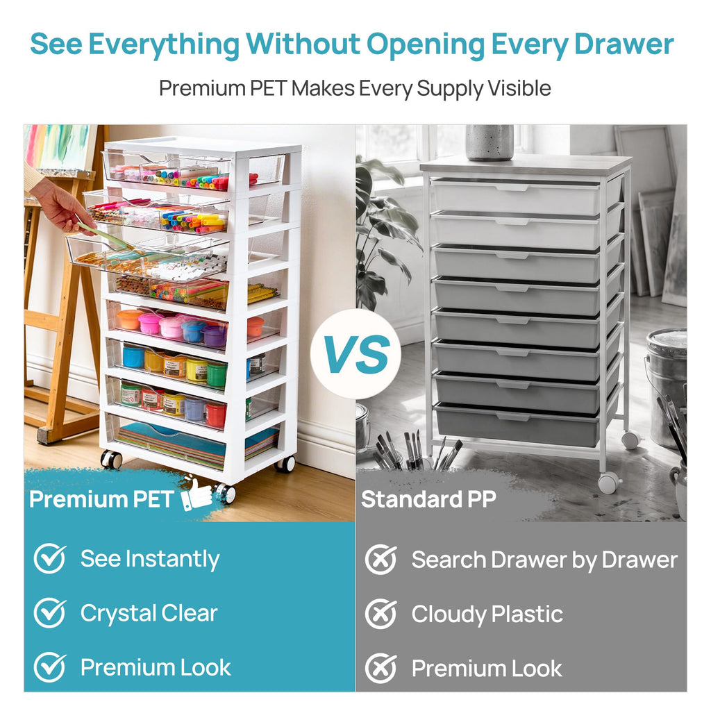 8 Tier Rolling Cart with Drawers Q68521