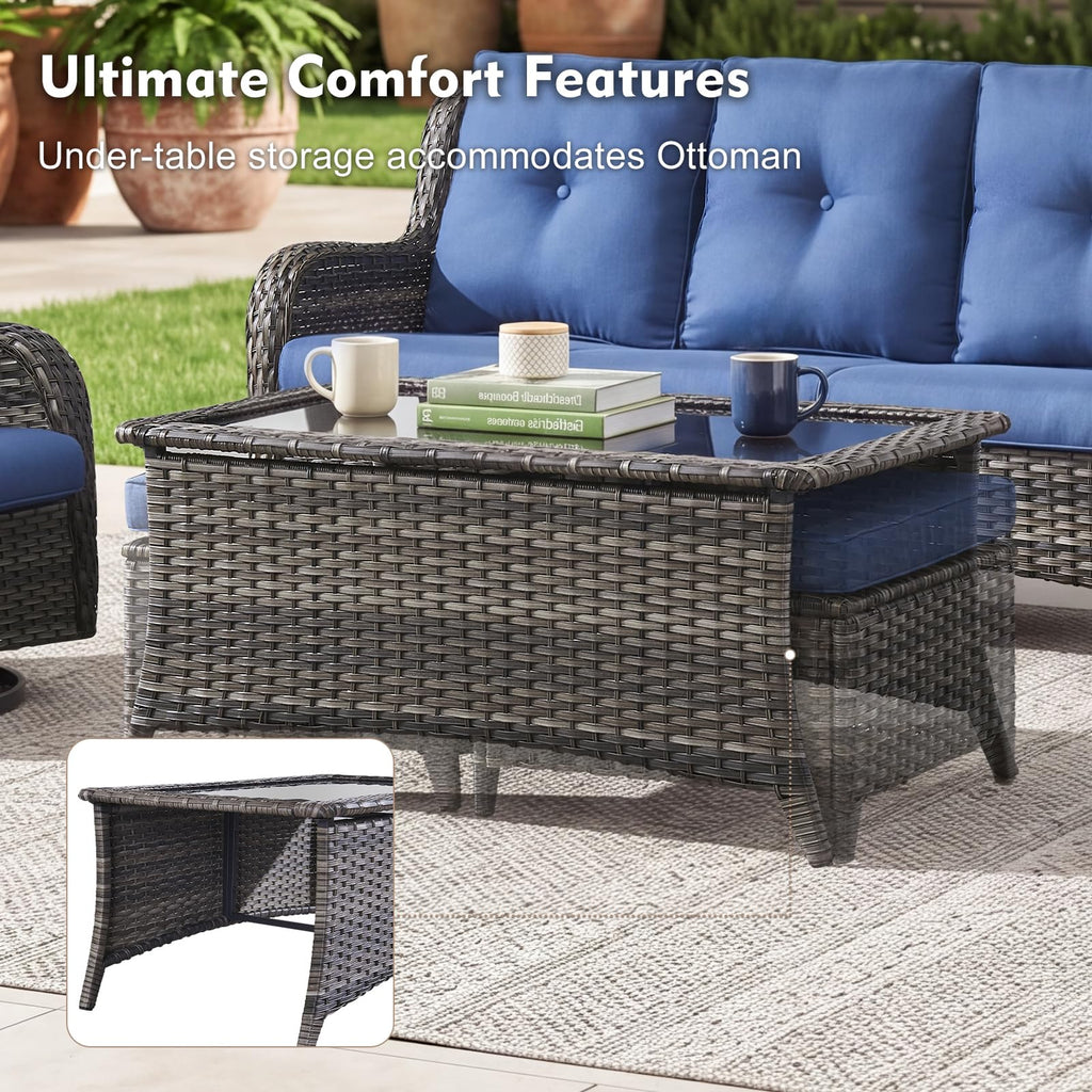 Grey Wicker 6 Piece Patio Furniture Set Q562
