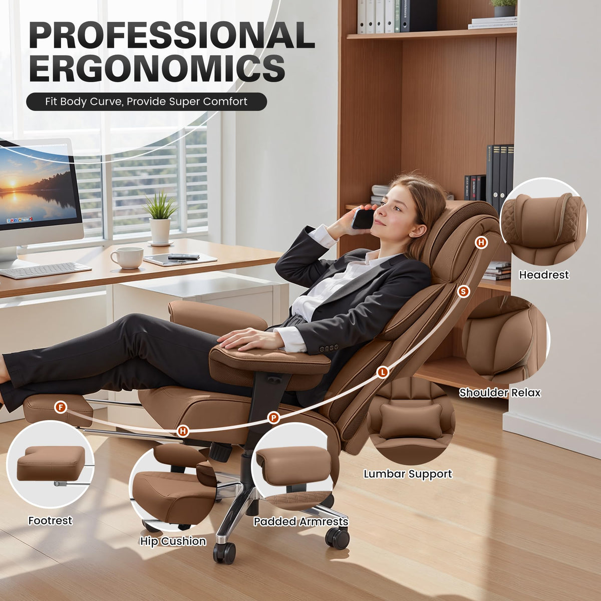 Big and Tall Leather Gaming Chair with Footrest J544