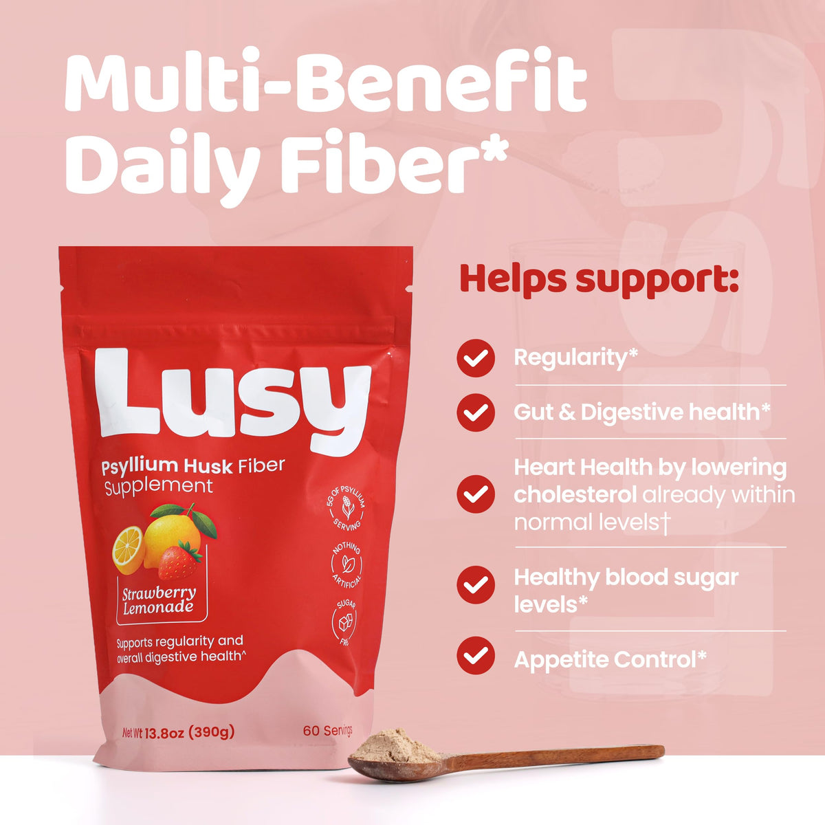 Psyllium Husk Fiber Supplement Strawberry Lemonade 13.8 oz L626037