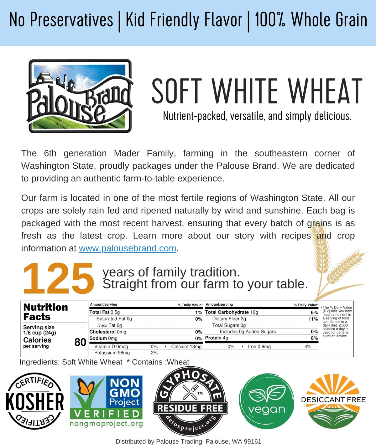 Soft White Wheat Berries 25 LBS H9354