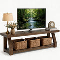 Solid Wood TV Stand, 2-Tier Media Console with Open Storage, Walnut Brown N30842