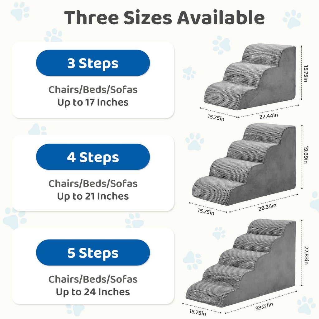 Grey 4-Step Curved Pet Dog Stairs G244545