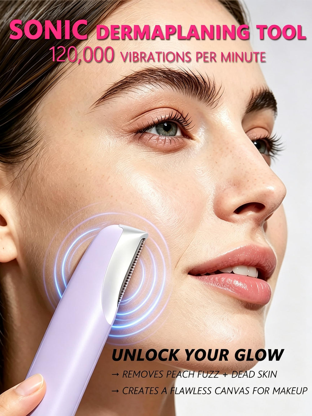Sonic Facial Hair Remover with LED Light, 4 Replacement Blades W95176