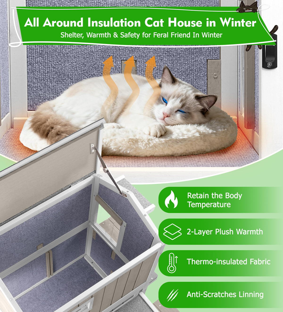 Weatherproof 2 Story Wooden Cat House H549340