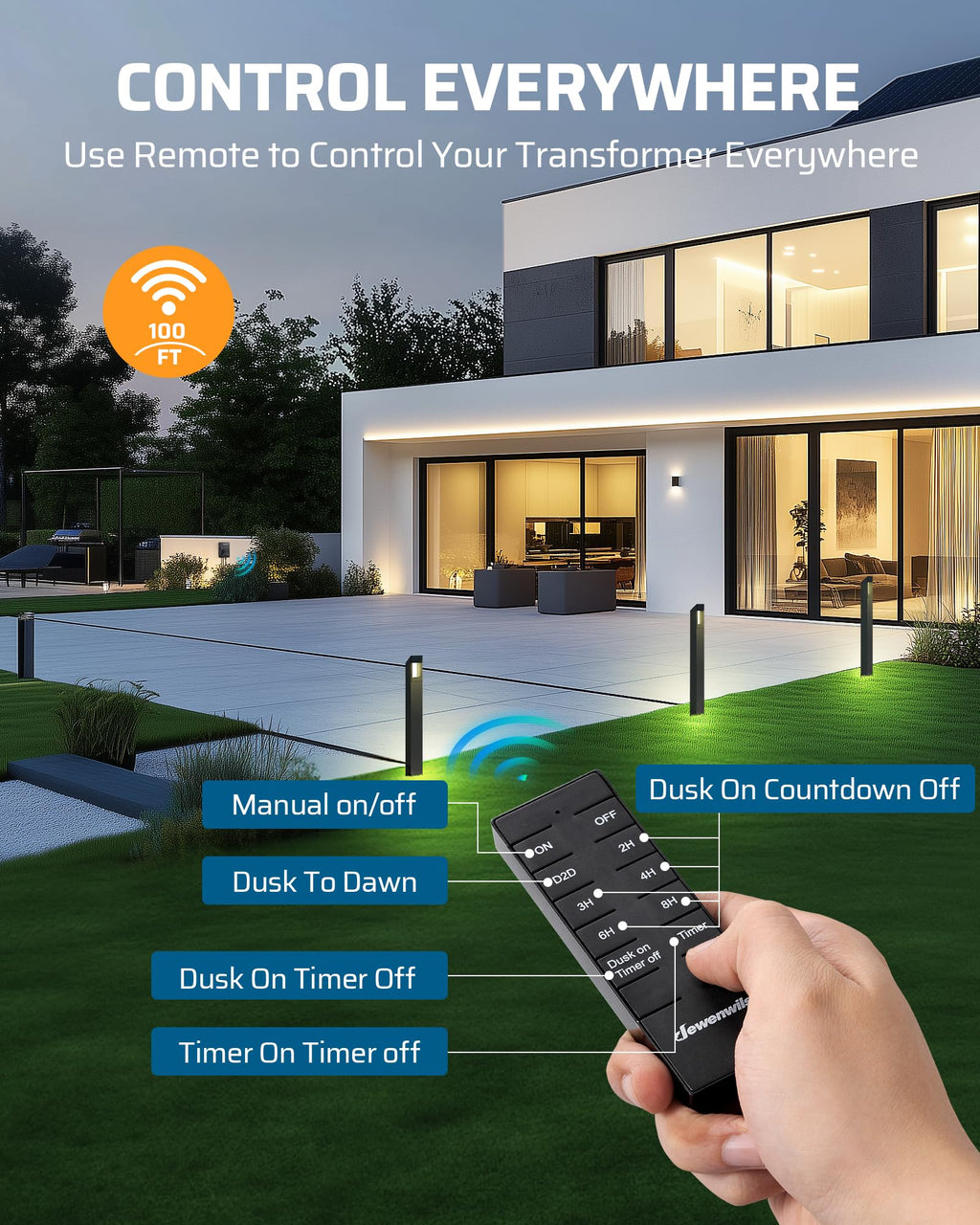 300W Low Voltage Transformer with Remote Photocell Sensor & Timer X7411