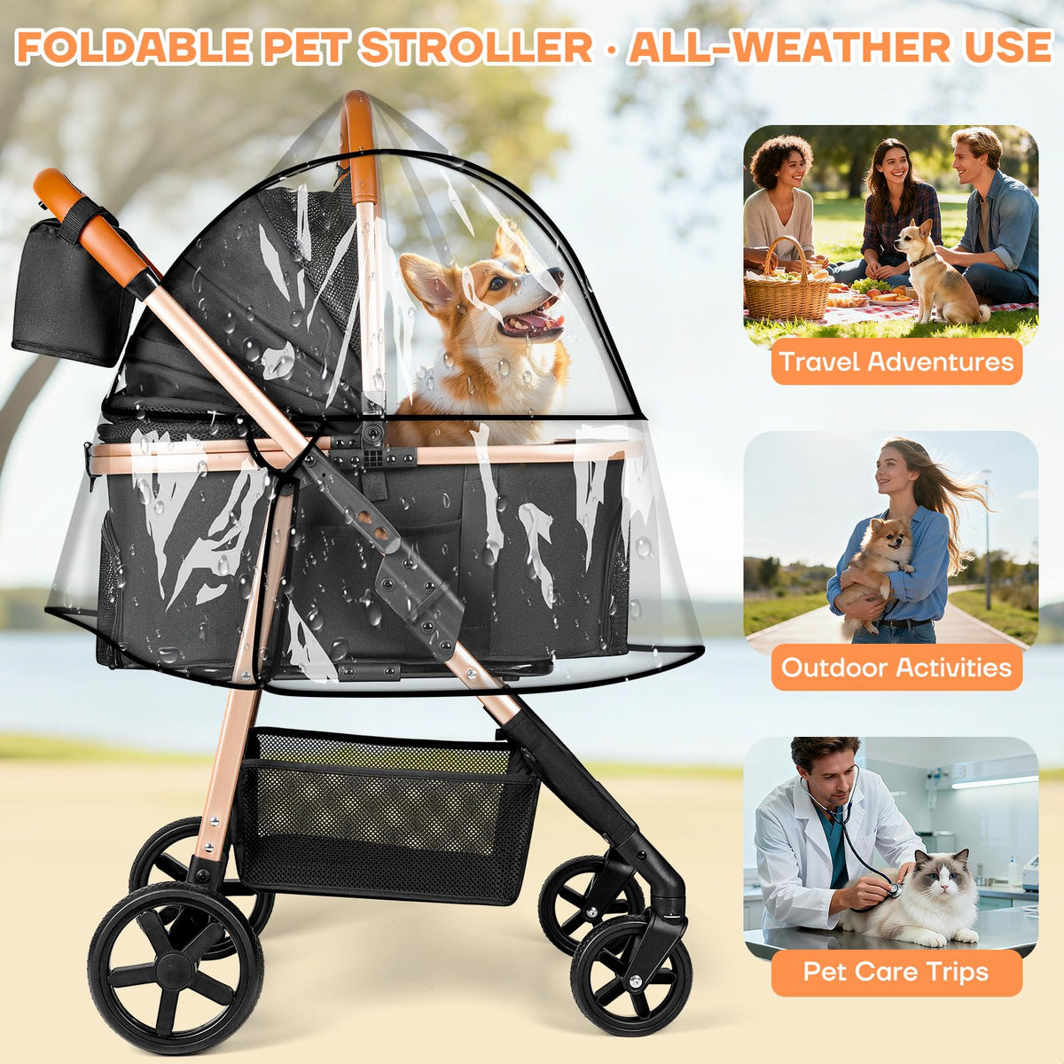 Black 3-in-1 Pet Stroller N66264