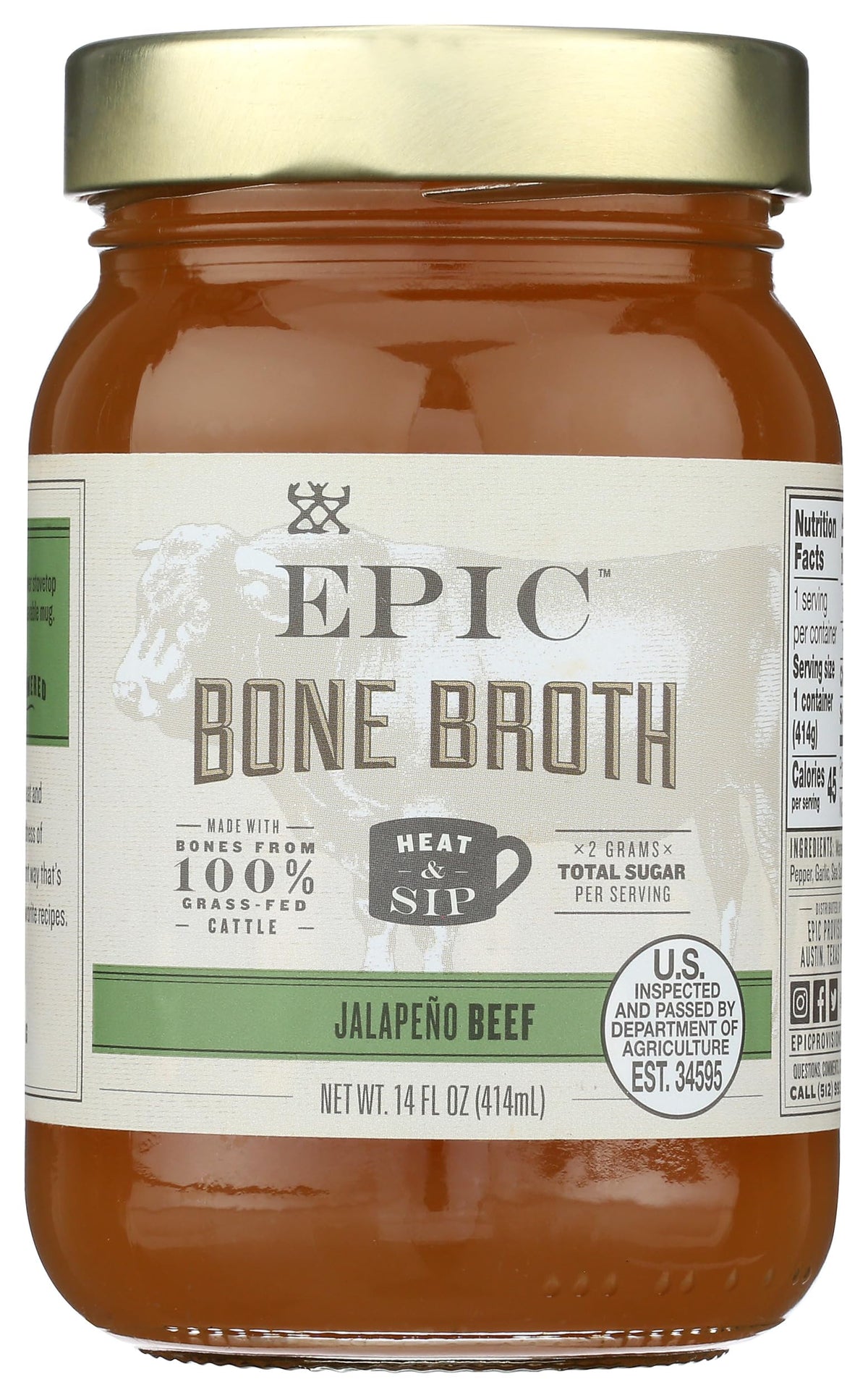 Bone Broth, Beef Jalapeno Sea Salt, 14 oz. P886097